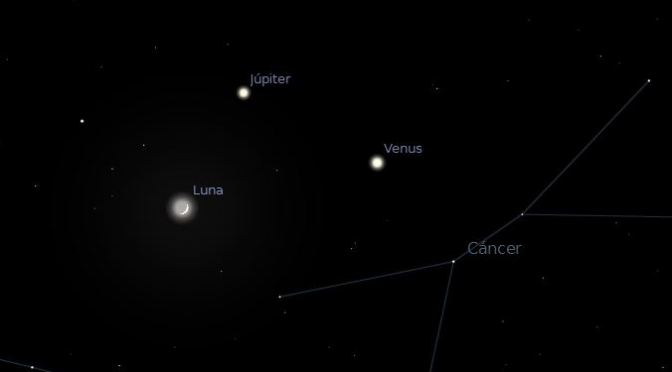 Conjunción Venus-Júpiter-Luna
